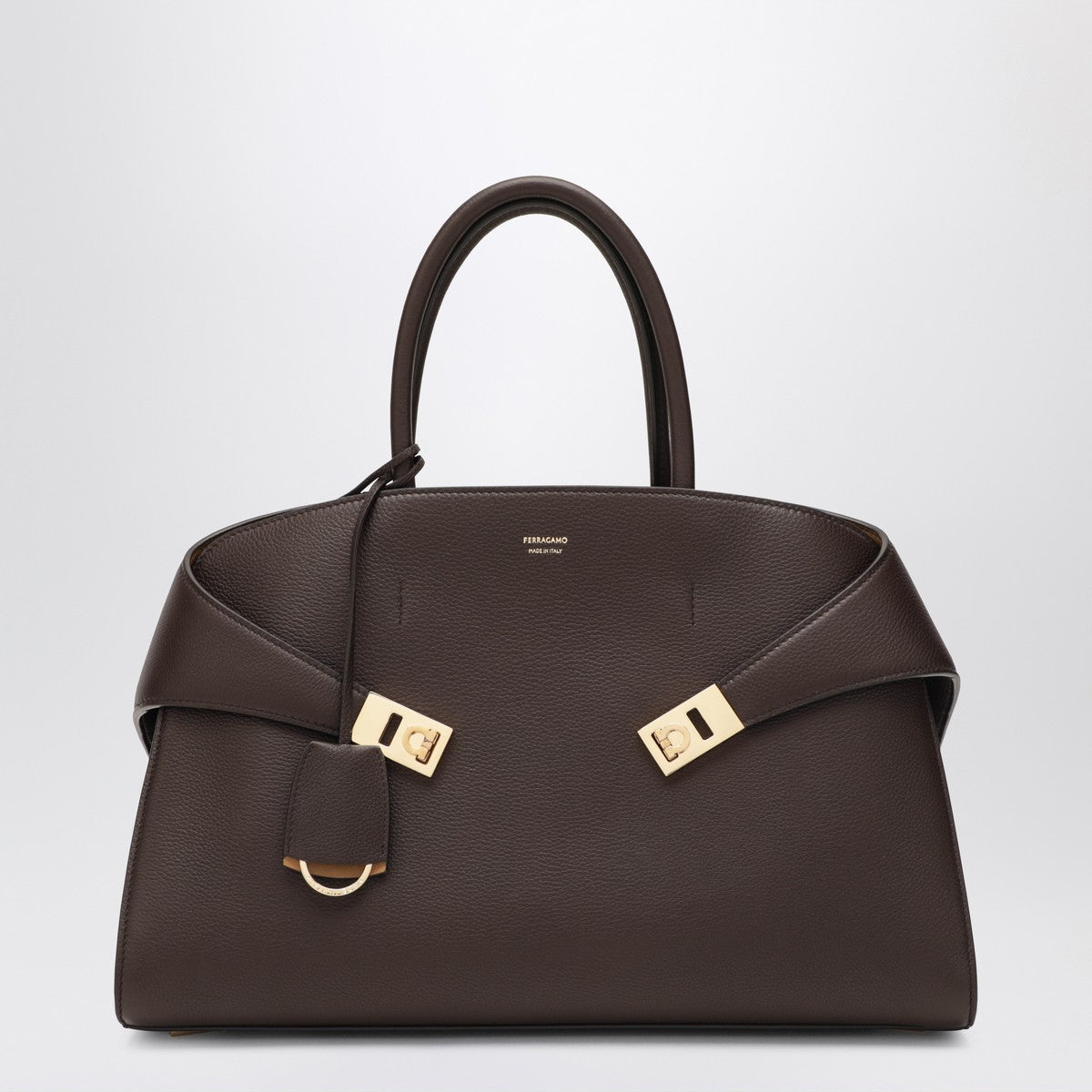 Ferragamo Hug M Leather Handbag in Brown/Ochre