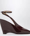 Ferragamo Peep Toe Wedge Sandals in Bordeaux