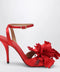 Ferragamo Red satin sandals with flower