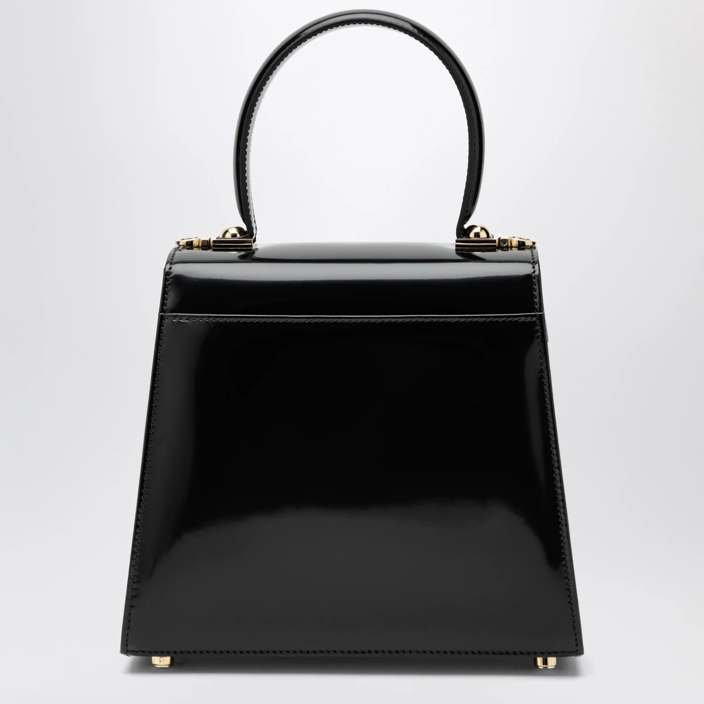 Ferragamo Small black leather top-handle bag with Gancini closure