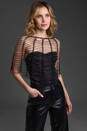 Festive Scallop Beaded Capelet Black-Capelet-SAACHI-Black-Urbanheer
