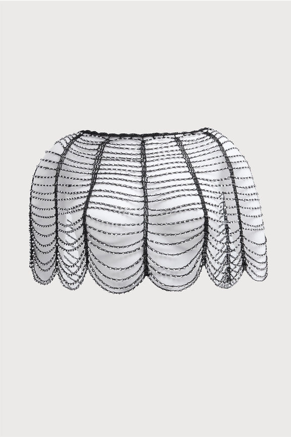 Festive Scallop Beaded Capelet Black-Capelet-SAACHI-Black-Urbanheer