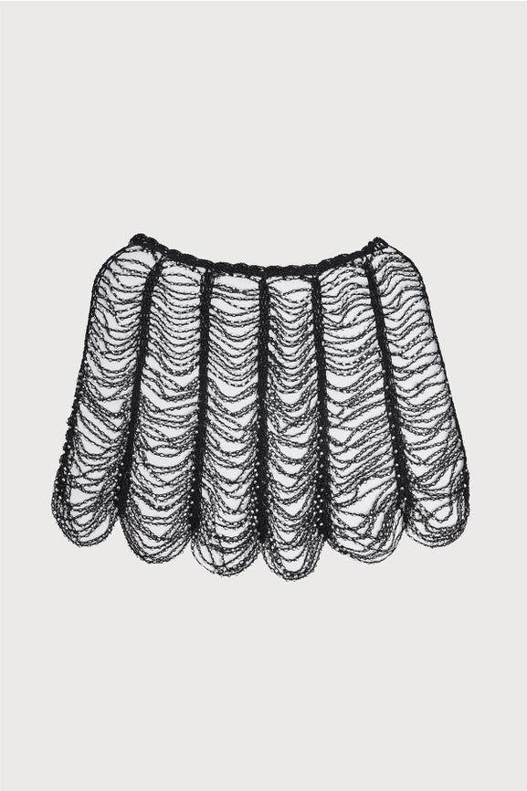 Festive Scallop Beaded Capelet Black-Capelet-SAACHI-Black-Urbanheer