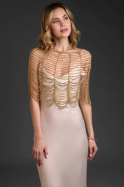 Festive Scallop Beaded Capelet Gold-Capelet-SAACHI-Gold-Urbanheer