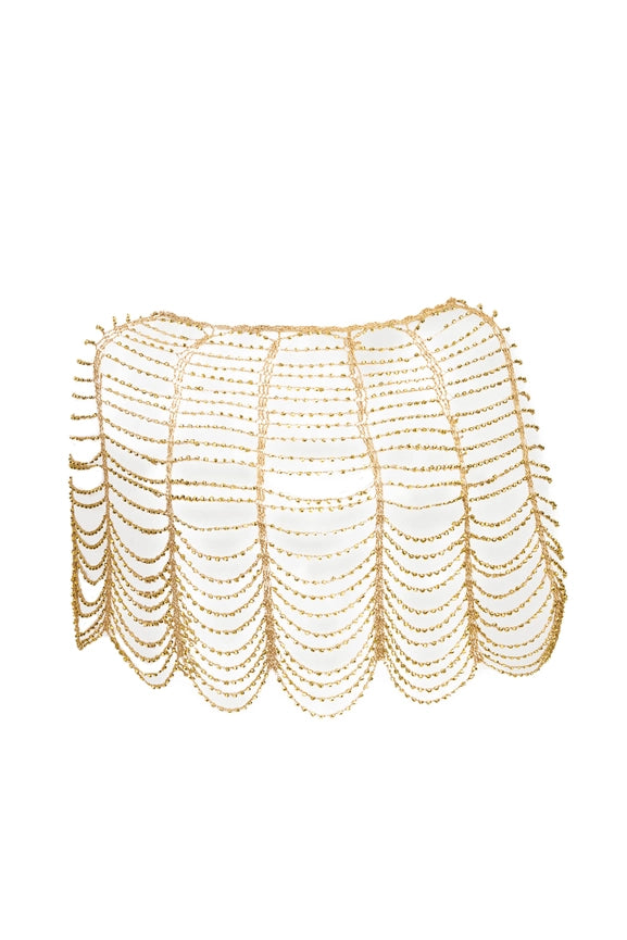 Festive Scallop Beaded Capelet Gold-Capelet-SAACHI-Gold-Urbanheer
