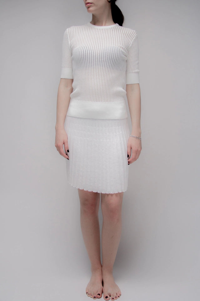 Fine Cotton T-Shirt with Micro Pointelle Bianco-T-Shirt-LÈMME-S-Bianco-Urbanheer