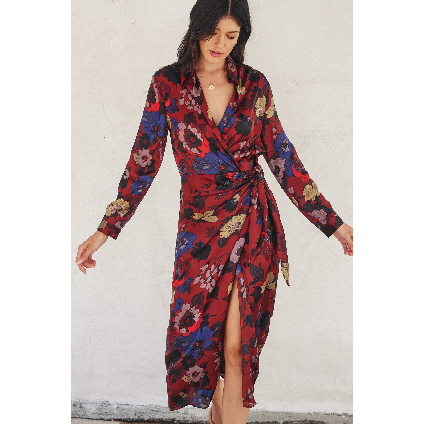Fireplace Midi Shirt Wrap Dress