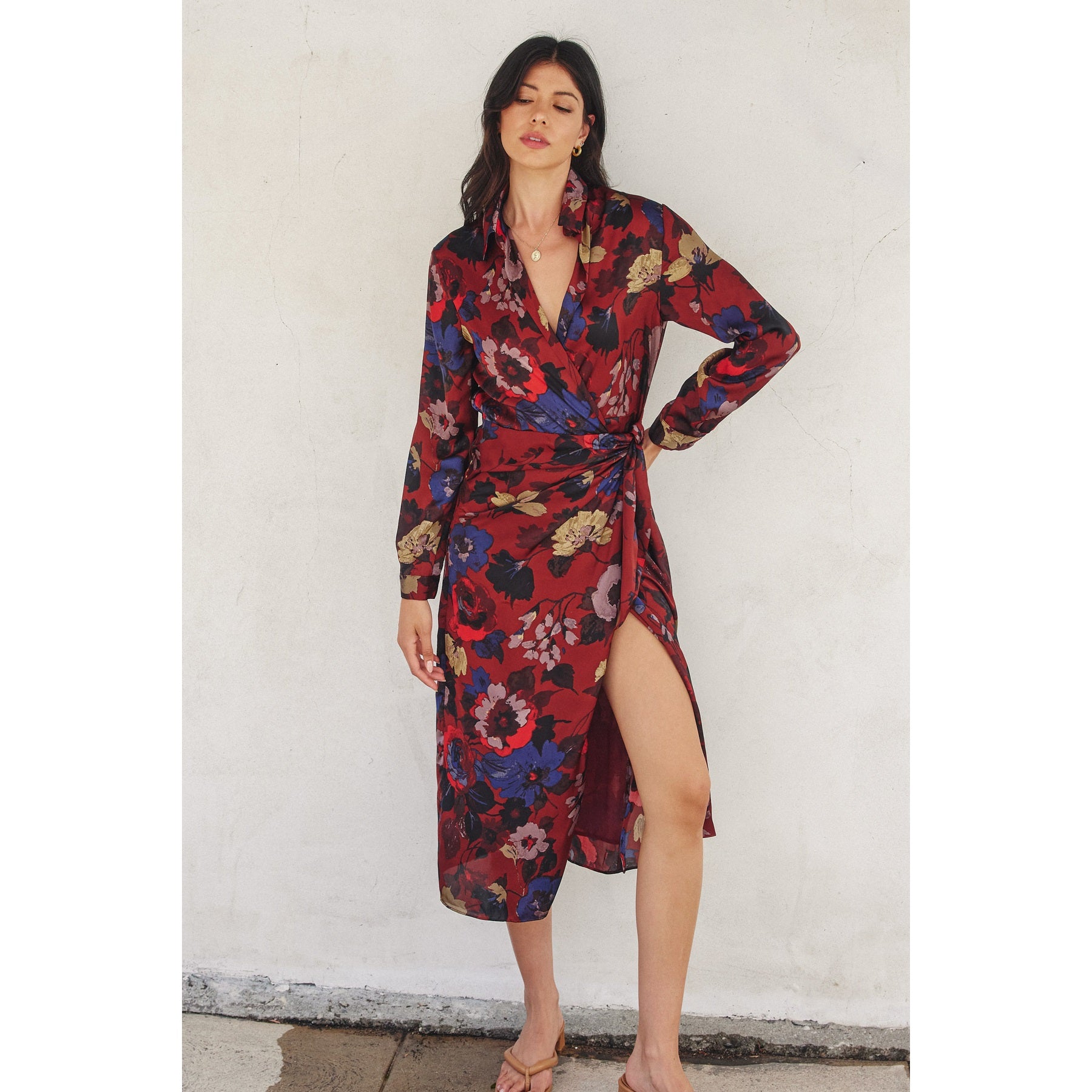 Fireplace Midi Shirt Wrap Dress