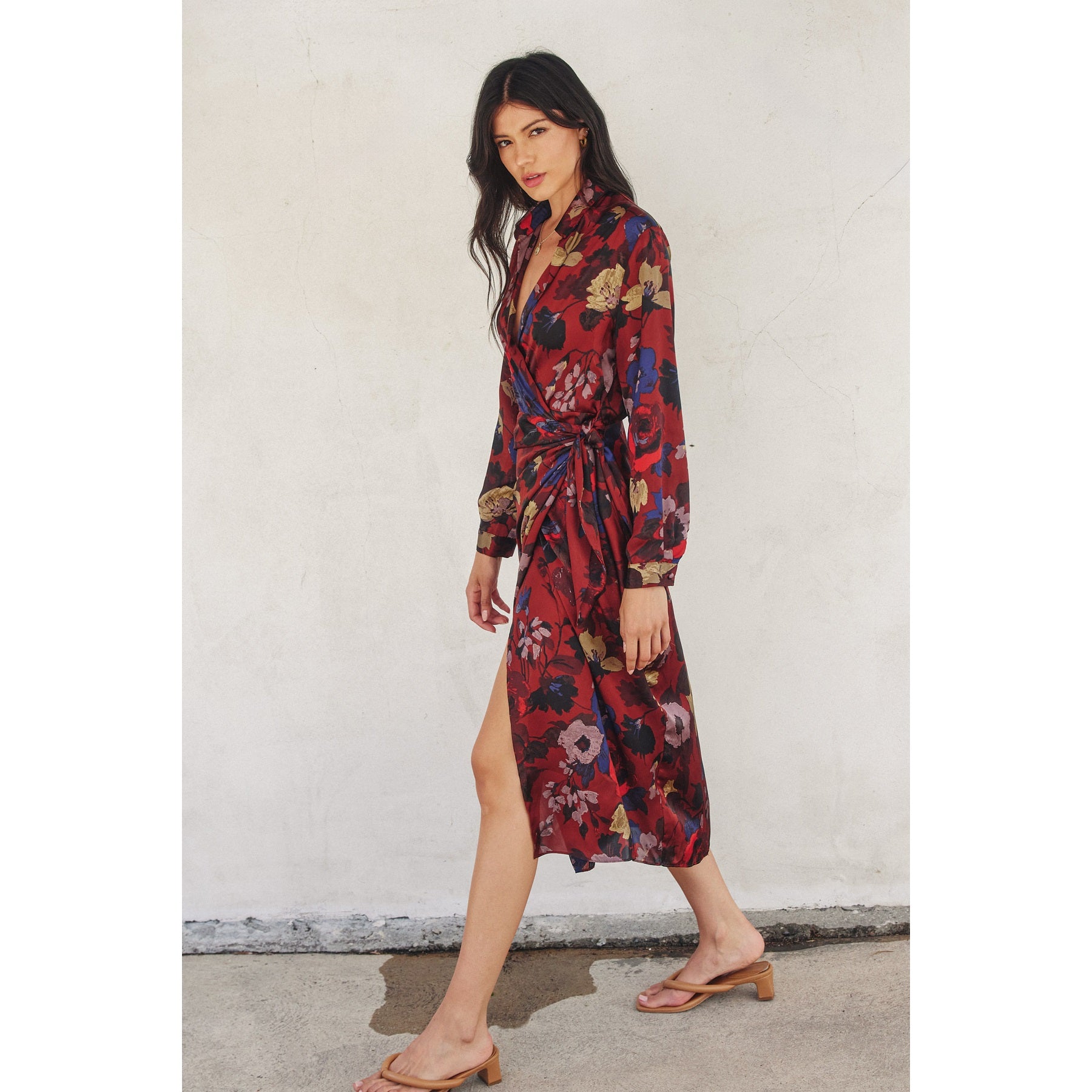 Fireplace Midi Shirt Wrap Dress