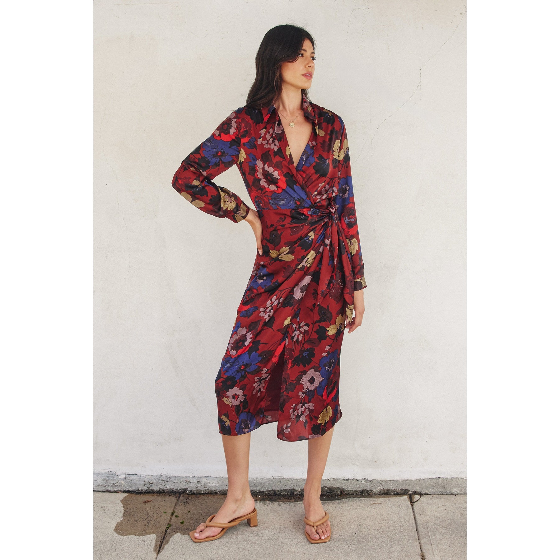 Fireplace Midi Shirt Wrap Dress
