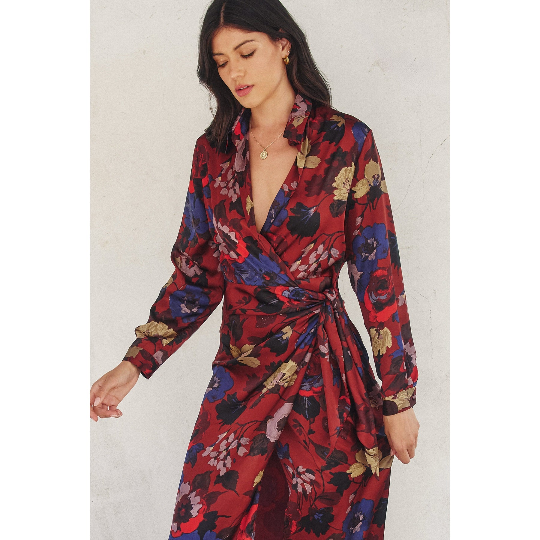 Fireplace Midi Shirt Wrap Dress