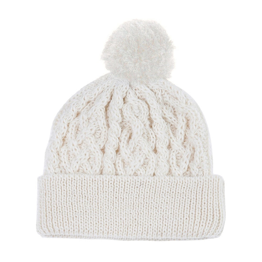 Fisherman's British Wool Cable Beanie-Caps-Paul James Knitwear-One Size-Ecru-Urbanheer
