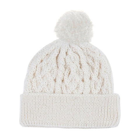 Fisherman's British Wool Cable Beanie-Caps-Paul James Knitwear-One Size-Ecru-Urbanheer