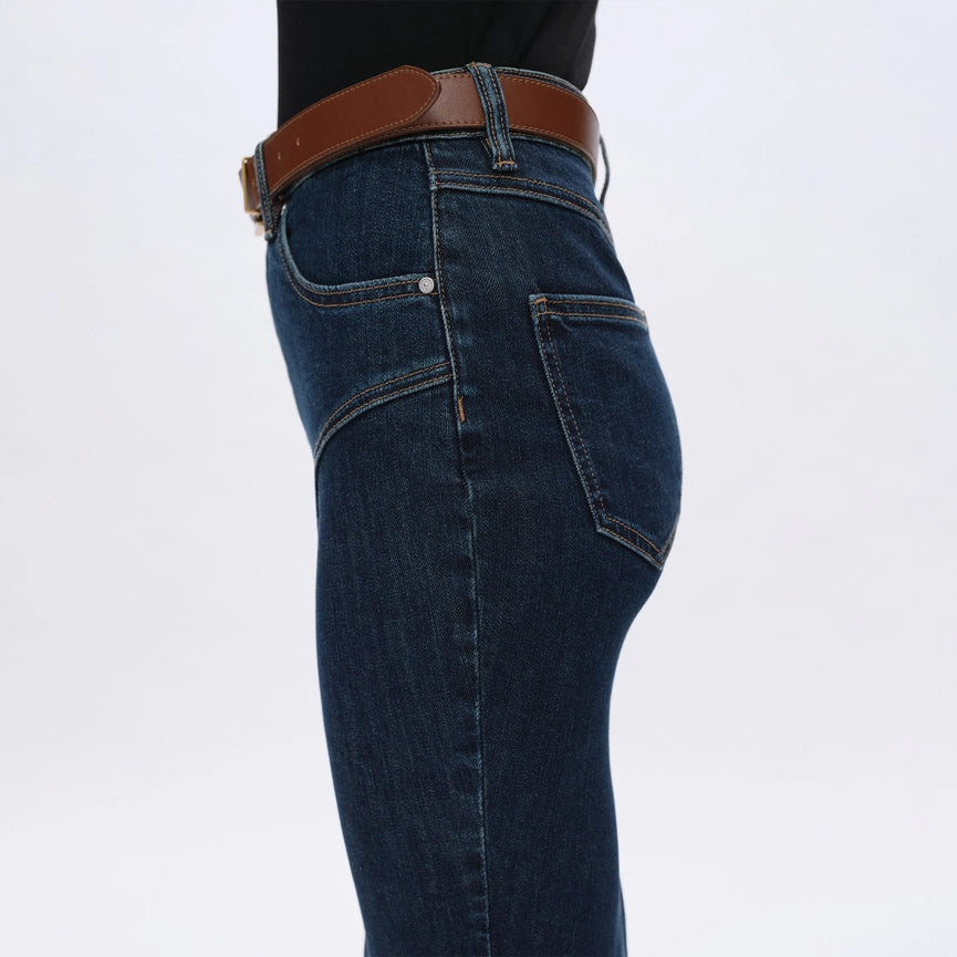 Fishtail Twill Midi Skirt(Raw Hem,Slit) DARK BLUE-Skirt-BAYEAS-XS-DARK BLUE-Urbanheer