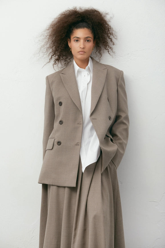 Fitted Blazer Brown-Blazer-A LINE-XS-Brown-Urbanheer