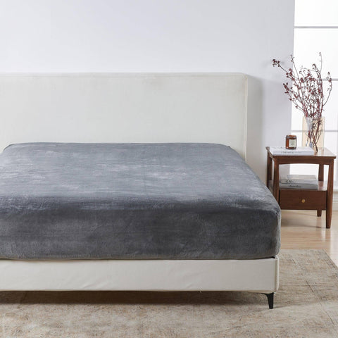Fitted Sheet Solid Plush Velvet Luxe Collection: Denim Blue