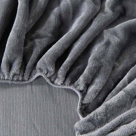 Fitted Sheet Solid Plush Velvet Luxe Collection: Denim Blue