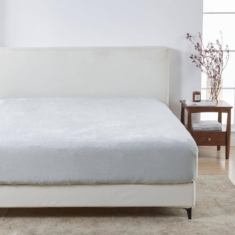 Fitted Sheet Solid Plush Velvet Luxe Collection: Denim Blue