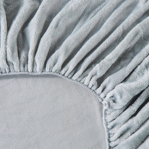 Fitted Sheet Solid Plush Velvet Luxe Collection: Denim Blue