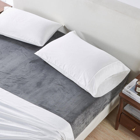 Fitted Sheet Solid Plush Velvet Luxe Collection: Light Grey
