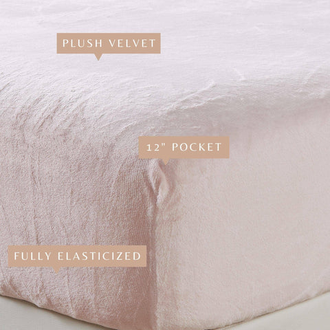 Fitted Sheet Solid Plush Velvet Luxe Collection: Light Grey