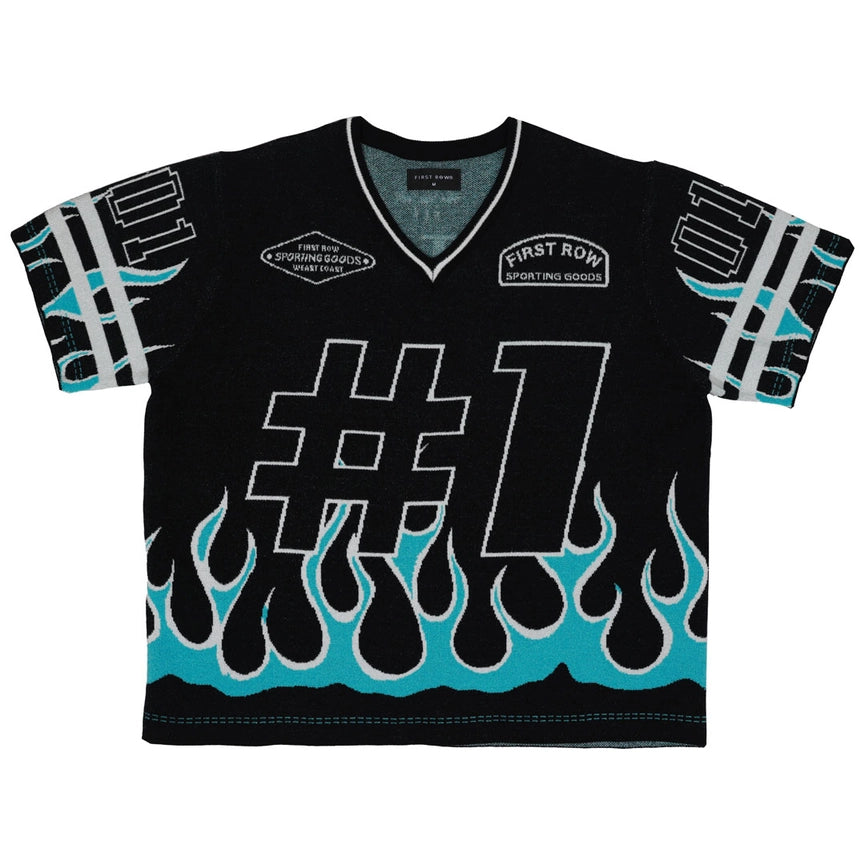 Flame Varsity Jacquard Knit Tee-Tee-First Row-S-Black-Urbanheer