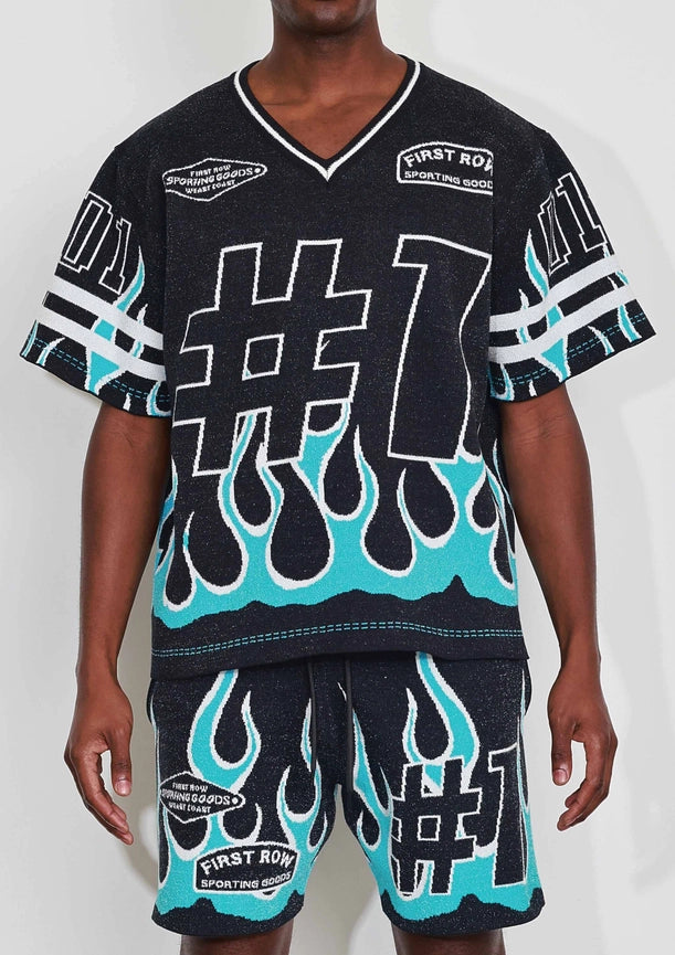 Flame Varsity Jacquard Knit Tee-Tee-First Row-S-Black-Urbanheer