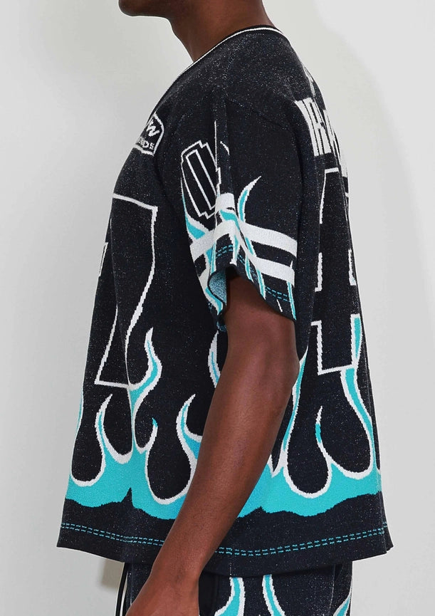 Flame Varsity Jacquard Knit Tee-Tee-First Row-S-Black-Urbanheer