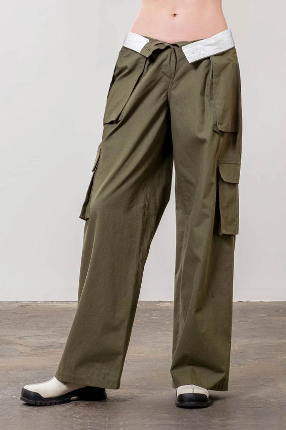 Flap Pockets Cargo Pants-Cargo Pants-Moon River-XS-OLIVE-Urbanheer