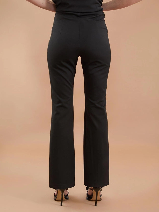 Flare Slit Detail High Waist Fabric Trousers Black-Trousers-JUSTE-36-Black-Urbanheer