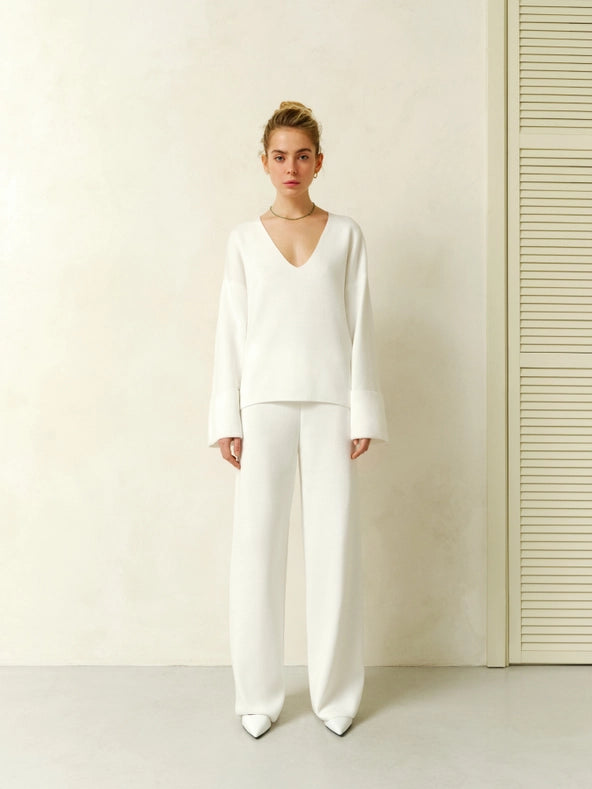 Flare Trousers Fly-Trousers-Nenya Fashion Limited-XS/S-Milk-Urbanheer