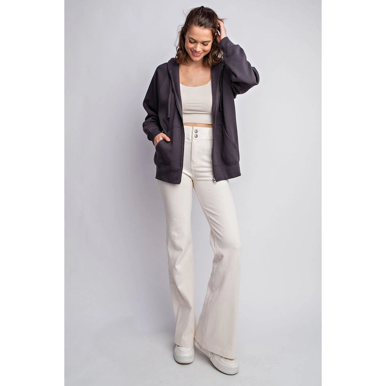 Fleece French Terry Full Zip Hoodie Jacket Charcoal-Jacket-Rae Mode-S-Urbanheer