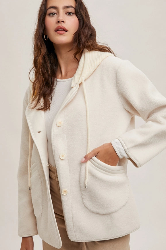 Fleece Hooded Button Down Jacket Inner Faux Suede IVORY-Jacket-Bluivy-S-IVORY-Urbanheer