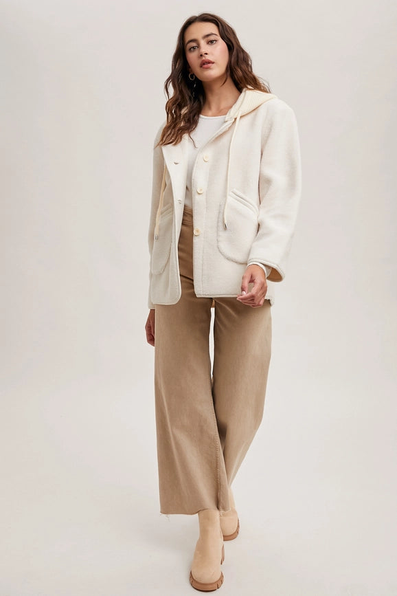 Fleece Hooded Button Down Jacket Inner Faux Suede IVORY-Jacket-Bluivy-S-IVORY-Urbanheer