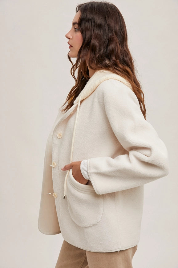 Fleece Hooded Button Down Jacket Inner Faux Suede IVORY-Jacket-Bluivy-S-IVORY-Urbanheer