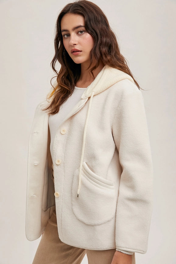 Fleece Hooded Button Down Jacket Inner Faux Suede IVORY-Jacket-Bluivy-S-IVORY-Urbanheer