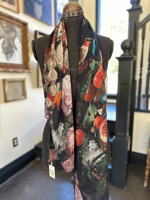 Flight of Fancy Floral Bamboo Scarf with Hummingbirds-Scarfs-Market of Stars-68cm x 155cm.-Urbanheer