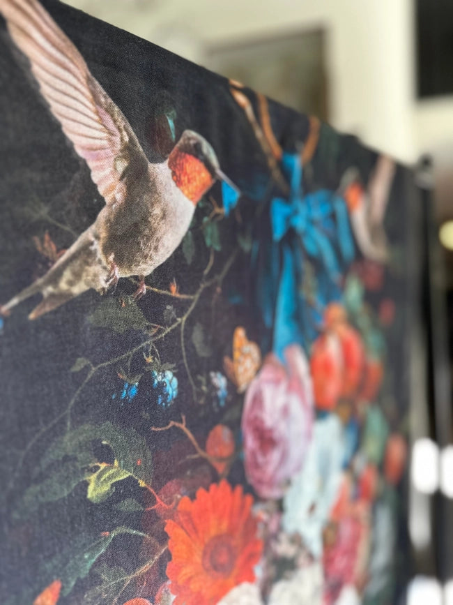 Flight of Fancy Floral Bamboo Scarf with Hummingbirds-Scarfs-Market of Stars-68cm x 155cm.-Urbanheer