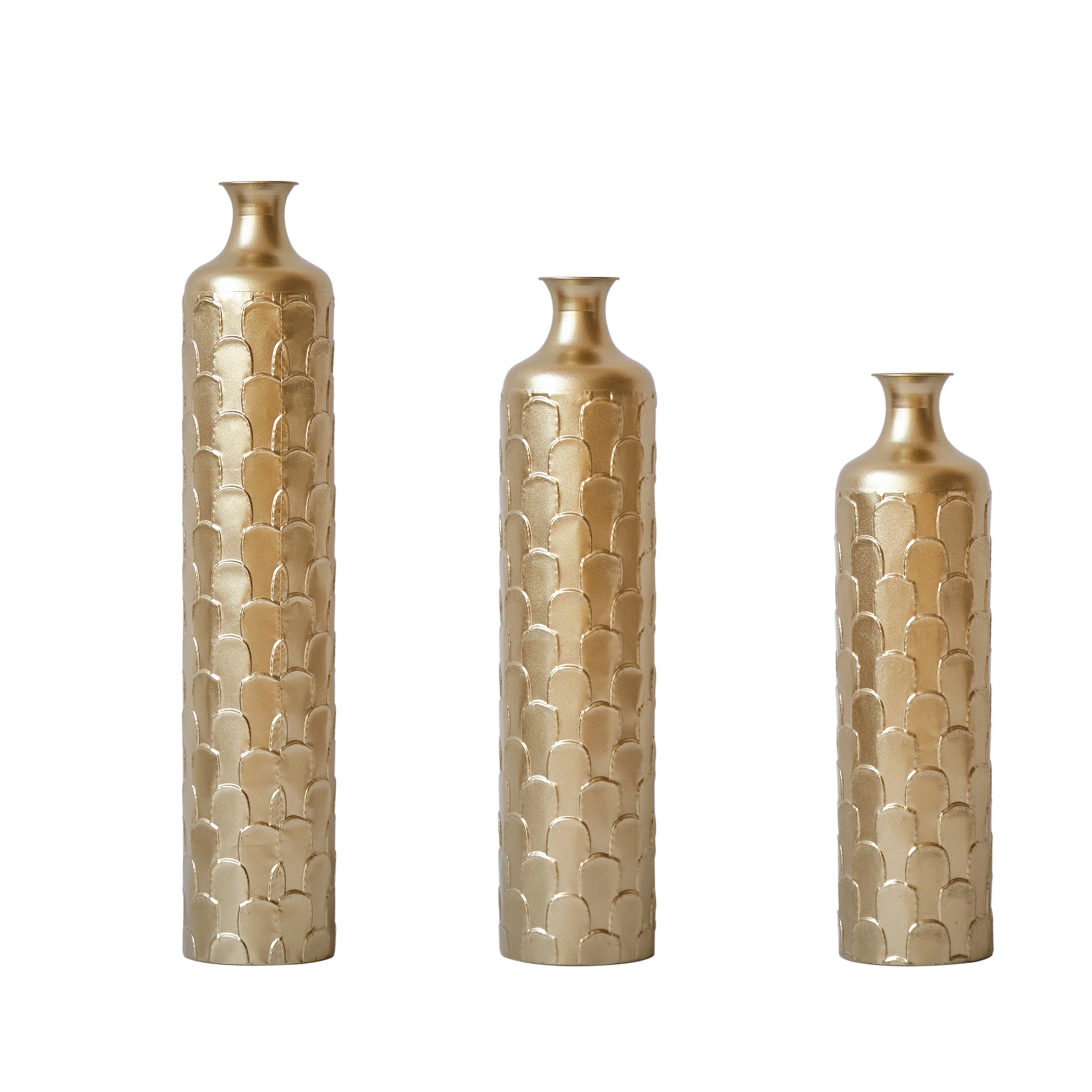 Floor Metal Vases Decorated White Metal Vases Set