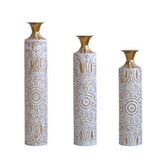 Floor Metal Vases Decorated White Metal Vases Set
