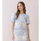 Floral Appliqué Front Slit Mini Skirt - Blue