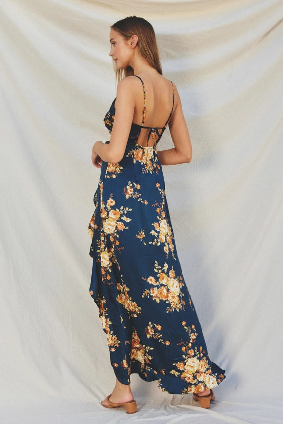 Floral Asymmetrical Ruffle Maxi Dress-Dress-Dress Forum-S-NAVY/MULTI-Urbanheer