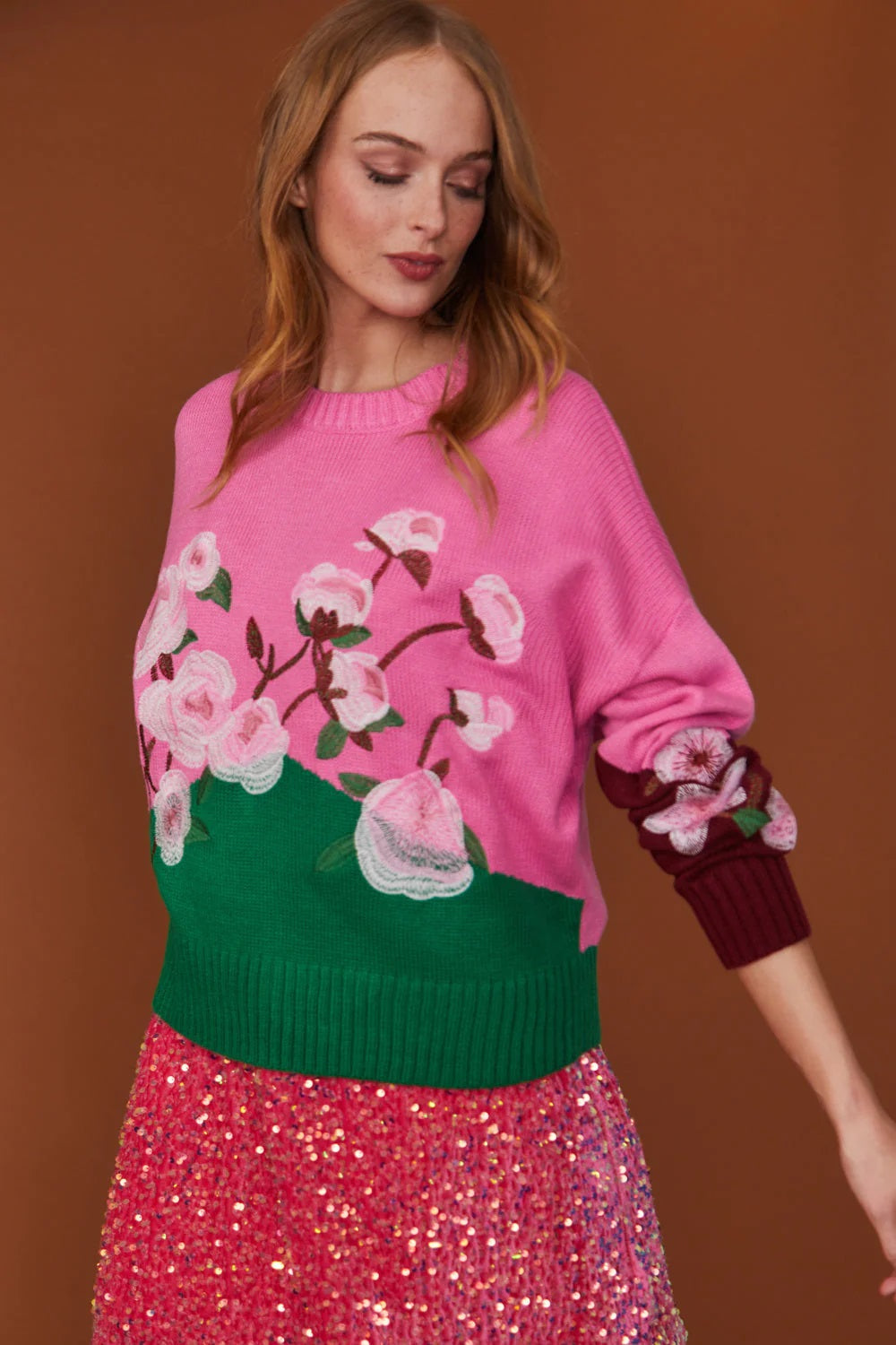 Floral Banana Peel Jumper in Pink-Tops-Buy Me Fur Ltd-One Size-Pink-Banana Peel-Urbanheer