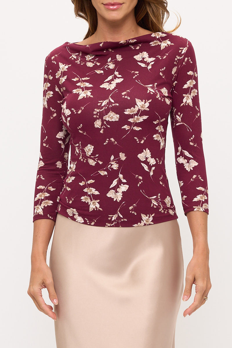 Floral Boat Neck Top-1
