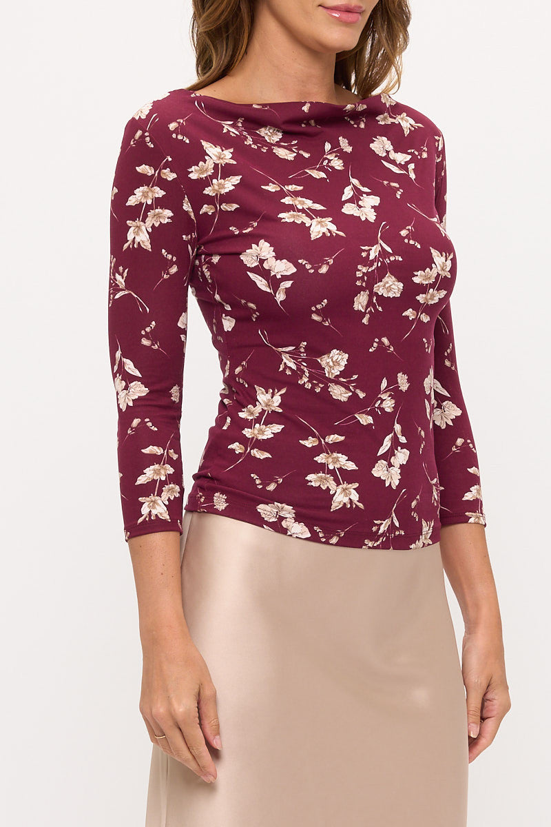 Floral Boat Neck Top-2