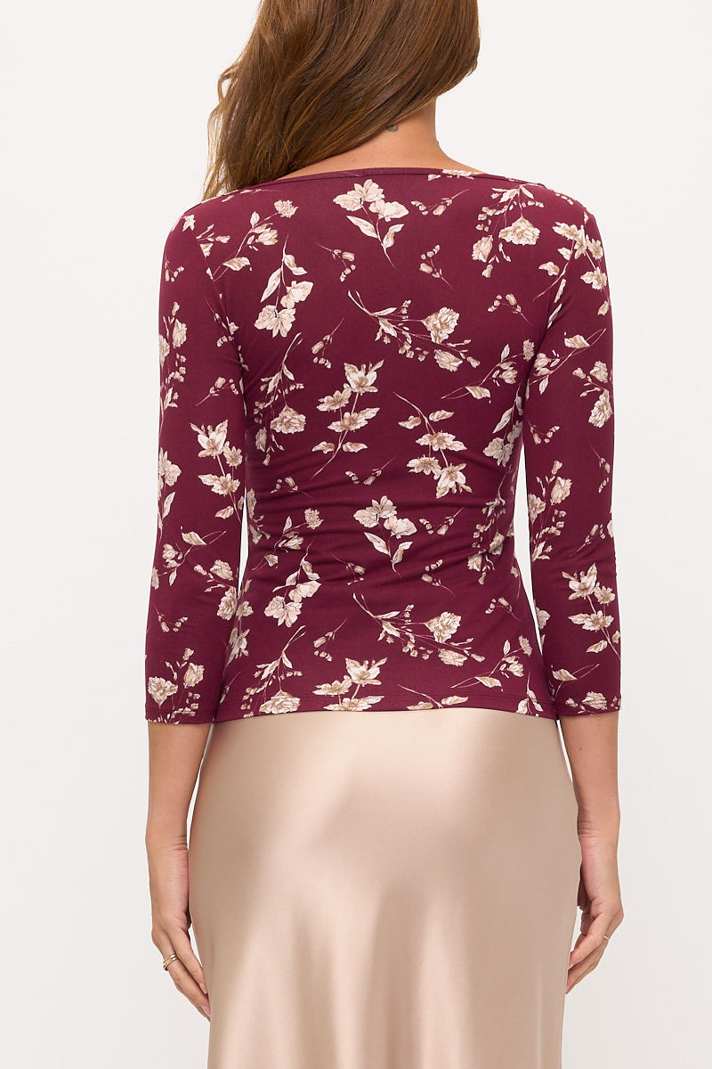 Floral Boat Neck Top-3