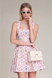 Floral Cotton Square Neck Mini Dress