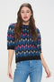 Floral Deco Knit Puff Sleeve Top-Top-Baciano-S-Urbanheer