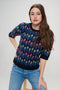 Floral Deco Knit Puff Sleeve Top-Top-Baciano-S-Urbanheer