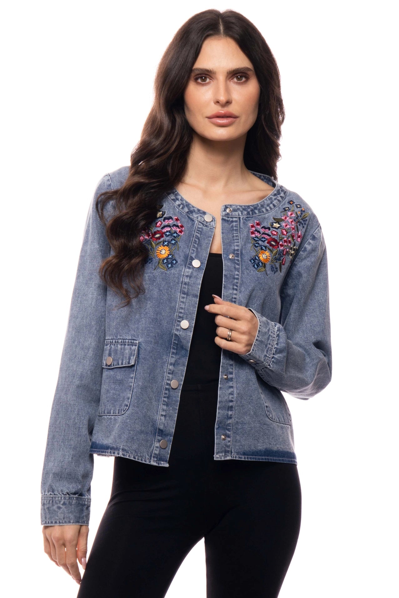 Floral Embroidered Denim Jacket